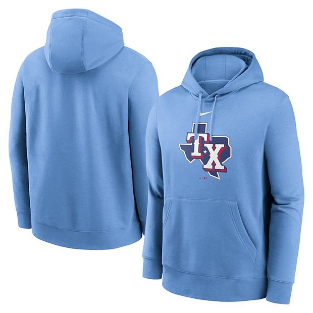 Men's Nike Light Blue Texas Rangers Alternate Logo Club Pullover Hoodie