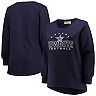 Women's Navy Dallas Cowboys Plus Size Fleece Pullover Sweatshirt