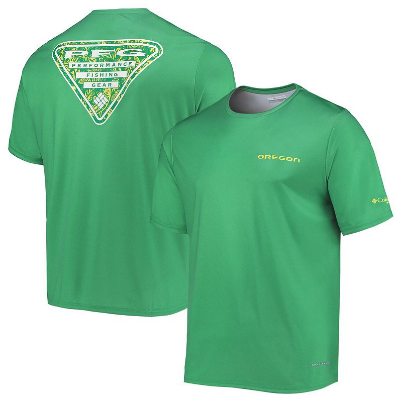 Mens Columbia Green Oregon Ducks Terminal Tackle Omni-Shade T-Shirt, Size: