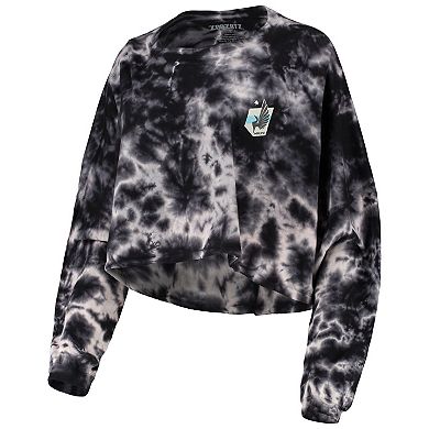 Women's ZooZatz Black Minnesota United FC Oversized Cloud-Dye Long Sleeve T-Shirt