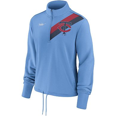 Women's Nike Light Blue Minnesota Twins 1965 Cooperstown Collection Rewind Stripe Performance Half-Zip Pullover