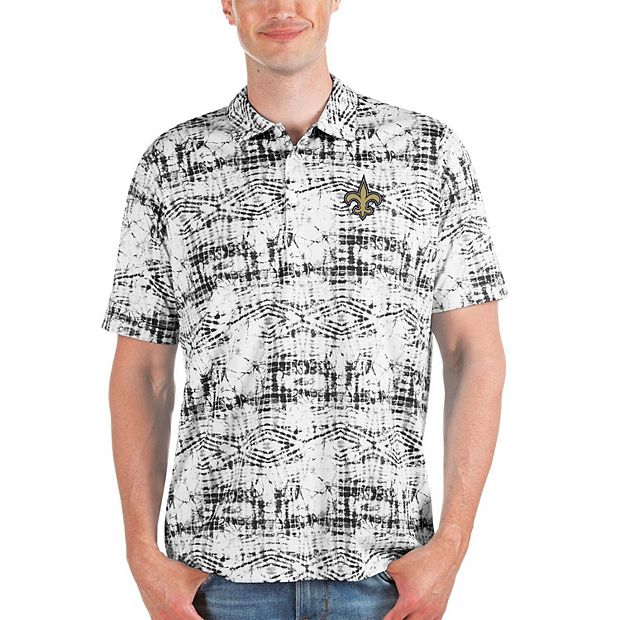 Men's Antigua Black New Orleans Saints Vivid Polo