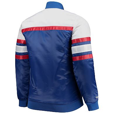 Men's Mitchell & Ness Navy/Red Atlanta Braves Big & Tall Coaches Satin Full-Snap Jacket