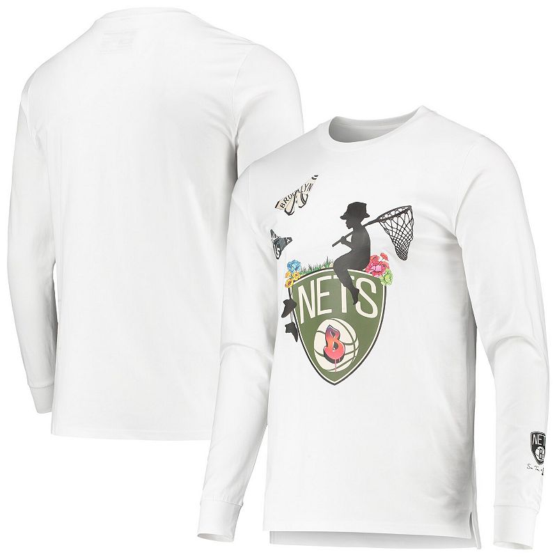 Men's White Brooklyn Nets Sue Tsai Long Sleeve T-Shirt,