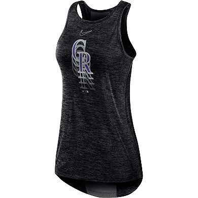 Women's Nike Black Colorado Rockies Logo Fade High Neck Performance Tank Top
