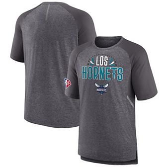 Men's Fanatics Branded Heathered Gray Charlotte Hornets 2022 Noches Ene-Be-A Core Shooting Raglan T-Shirt