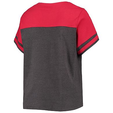 Women's Heathered Charcoal/Red Washington Nationals Plus Size Colorblock T-Shirt