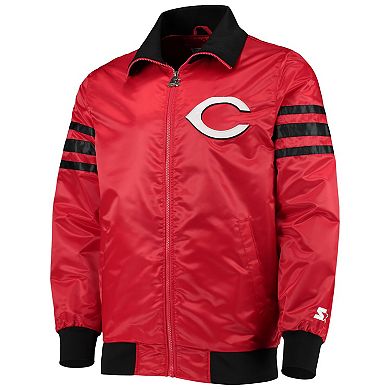 Men's Starter Red Cincinnati Reds The Captain II Full-Zip Varsity Jacket