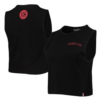 Women's The Wild Collective Black Chicago Fire Crop Muscle Tri-Blend Tank Top
