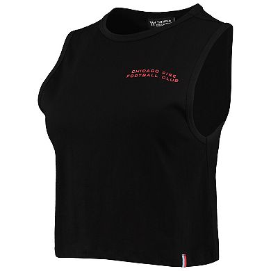 Women's The Wild Collective Black Chicago Fire Crop Muscle Tri-Blend Tank Top
