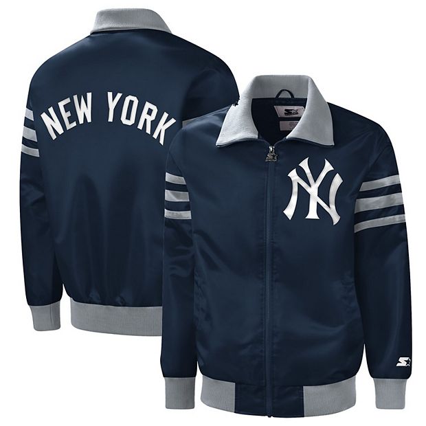 New York Yankees Jacket Mens Large Full Zip Blue Performance