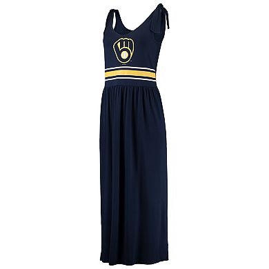 Women's G-III 4Her by Carl Banks Navy Milwaukee Brewers Game Over Maxi Dress