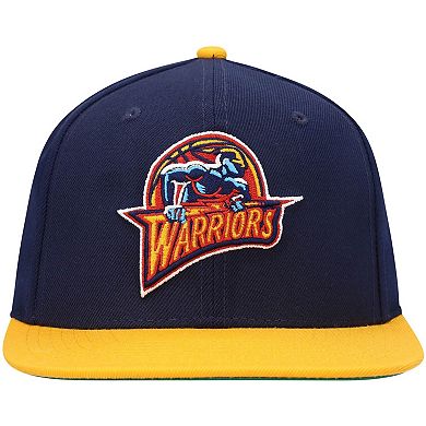 Men's Mitchell & Ness Navy/Gold Golden State Warriors Hardwood Classics Team Two-Tone 2.0 Snapback Hat