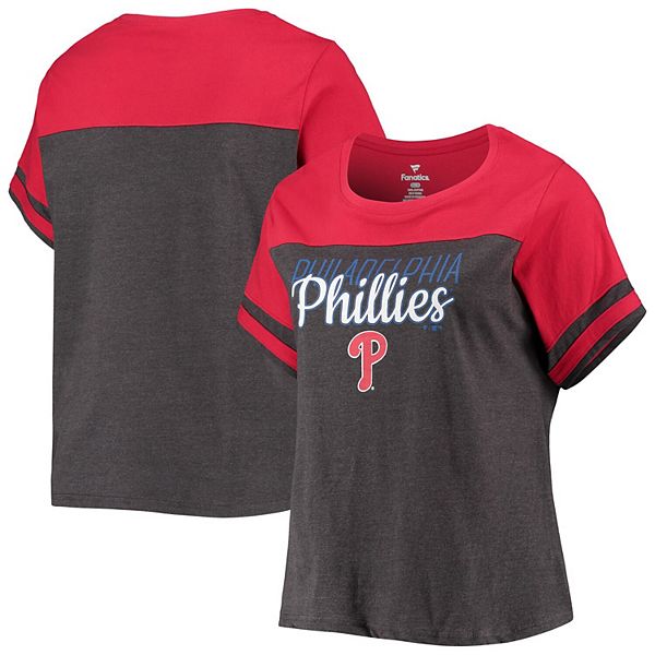 Women's Red Philadelphia Phillies Plus Size V-Neck T-Shirt