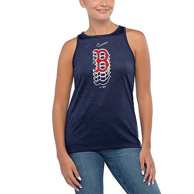 Women's Nike Navy Boston Red Sox Logo Fade High Neck Performance Tank Top