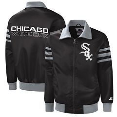 Men's Chicago White Sox Silver and Black Button Down Starter Varsity Jacket L / Team Color