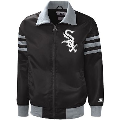 Men's Starter Black Chicago White Sox The Captain II Full-Zip Varsity Jacket