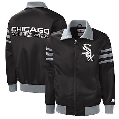 Men's Starter Black Chicago White Sox The Captain II Full-Zip Varsity Jacket