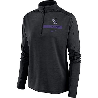 Women's Nike Black Colorado Rockies Primetime Raglan Quarter-Zip Top