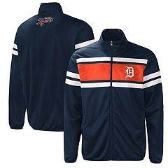 Detroit Tigers Big & Tall Raglan Full-Zip Track Jacket - Navy/Heather Gray