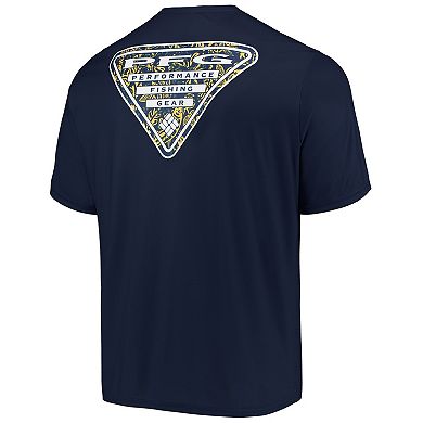 Men's Columbia Navy Michigan Wolverines Terminal Tackle Omni-Shade T-Shirt