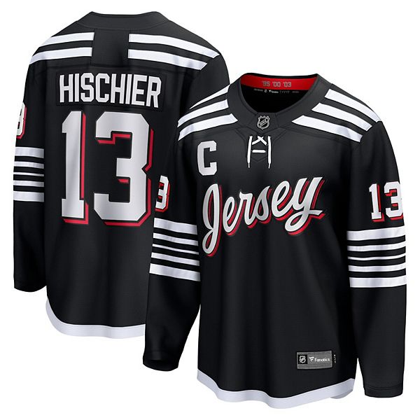 Official men's Nico Hischier Red New Jersey Devils Fresh Name