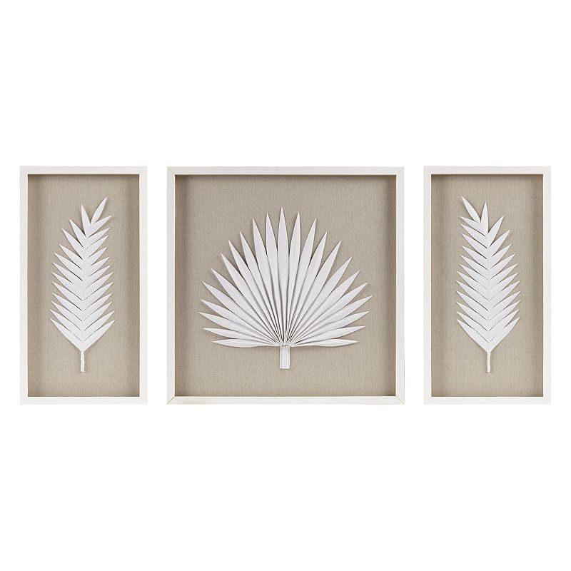 Madison Park Sabal Palm Rice Paper Framed Shadow Box Set, 3 Piece