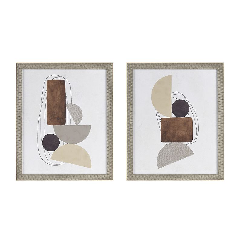INK+IVY Cashel Abstract Two Tone Neutral Framed Graphic Wall Art 2-Piece Se