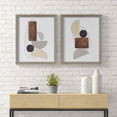 INK+IVY Cashel Abstract Two Tone Neutral Framed Graphic Wall Art 2-Piece Set
