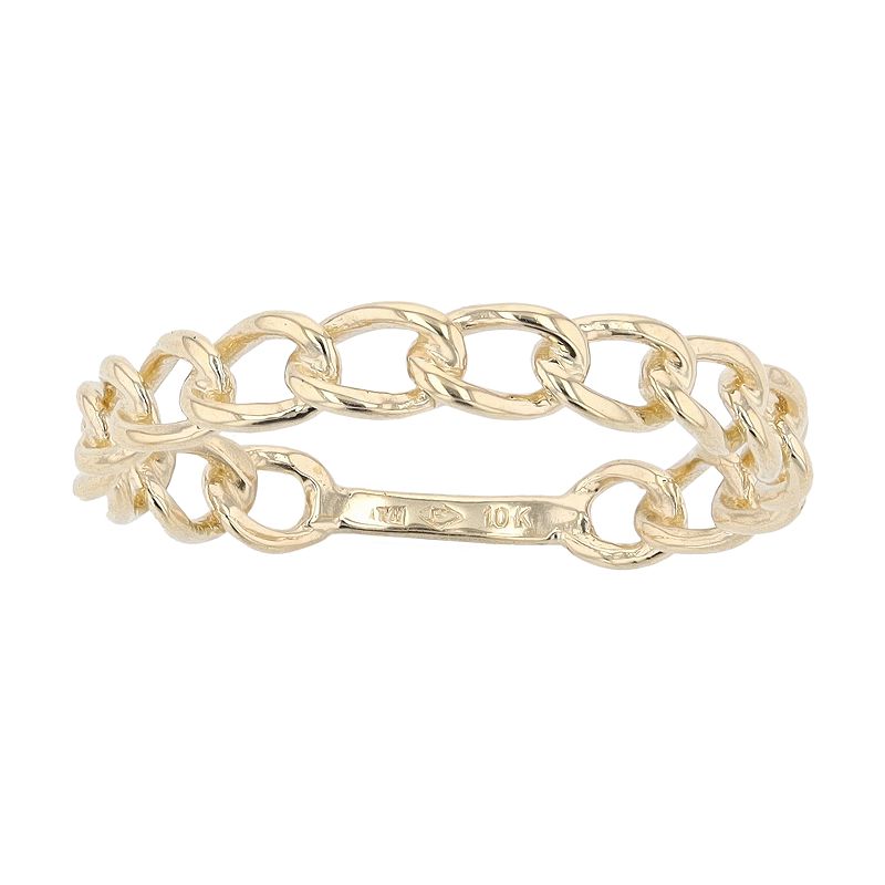 Au Naturale 10k Gold Curb Link Stackable Ring, Womens, Size: 5, Yellow