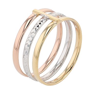 Au Naturale Tri-Tone 14k Gold Three Band Ring