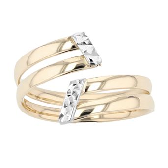 Au Naturale Two Tone 14k Gold Double Bypass Ring