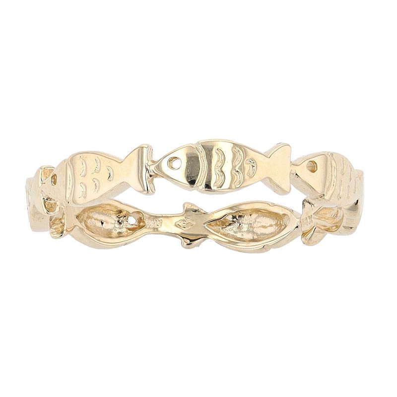 19689703 Au Naturale 14k Gold Happy Fish Stackable Ring, Wo sku 19689703