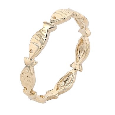 Au Naturale 14k Gold Happy Fish Stackable Ring