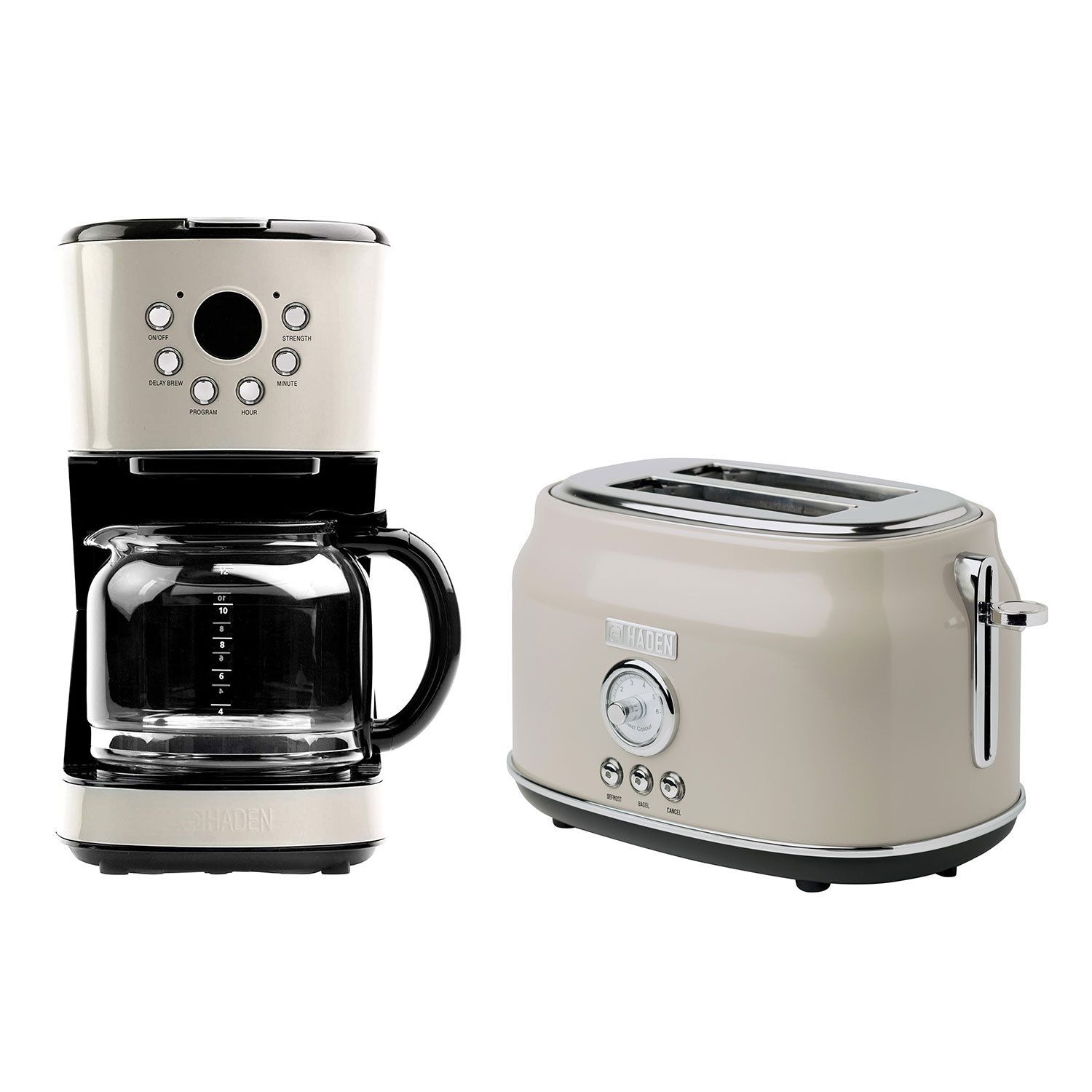 Haden Heritage 1.7 Liter Electric Tea Kettle & 4 Slice Wide Slot Toaster,  White