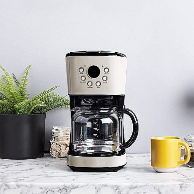 Haden Retro Style 12 Cup Programmable Coffee Maker with 2 Slice Toaster, Beige