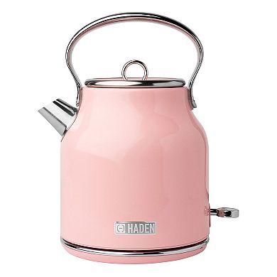 Haden Heritage 1.7 Liter Stainless Steel Body Electric Kettle with Toaster, Pink