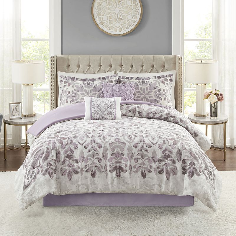 Madison Park Capitola 6-Piece Comforter Set With Throw Pillows, Purple, Cal