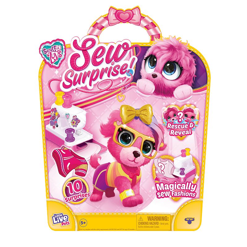 Little Live Pets  Scruff-a-Luvs Sew Surprise Pink  Rescue  Reveal & Groom a Mystery Puppy or Kitten  Reveal Outfits to Dress Your Pet With the Magic Sewing Machine  Toys for Kids  Ages 5+