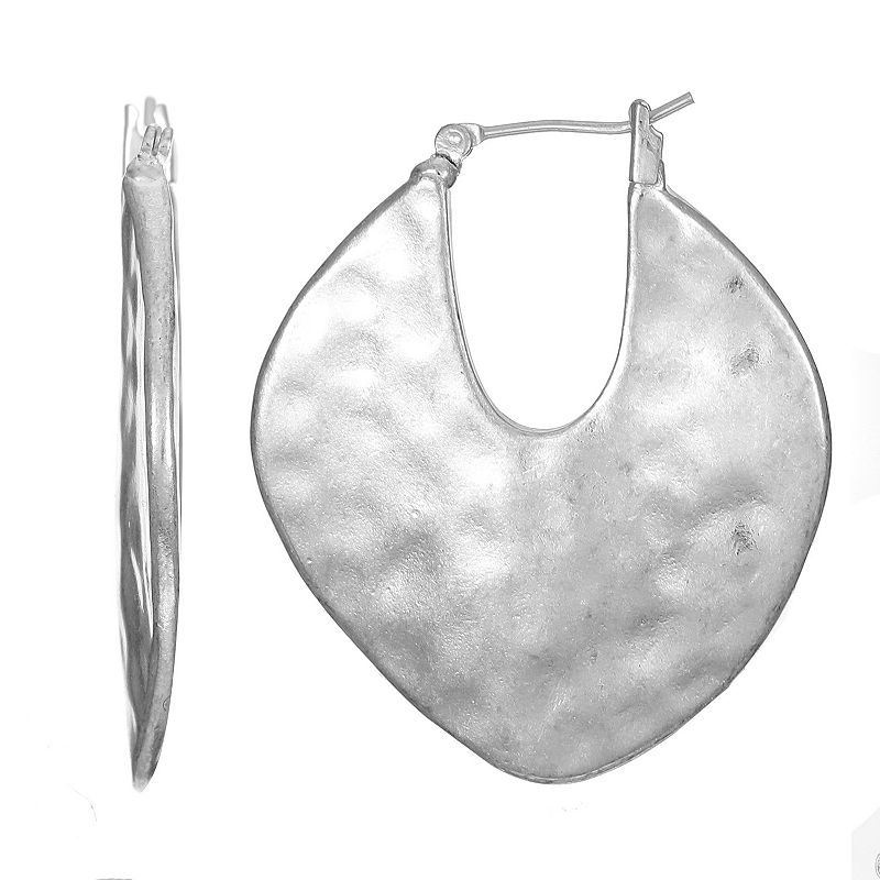Bella Uno Silver Tone Hammered Disc Earrings, Womens
