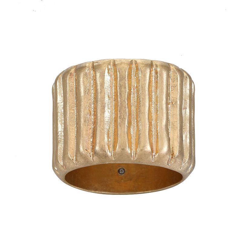 Bella Uno Gold Tone Ridged Cigar Ring, Womens, Size: 8, Silver