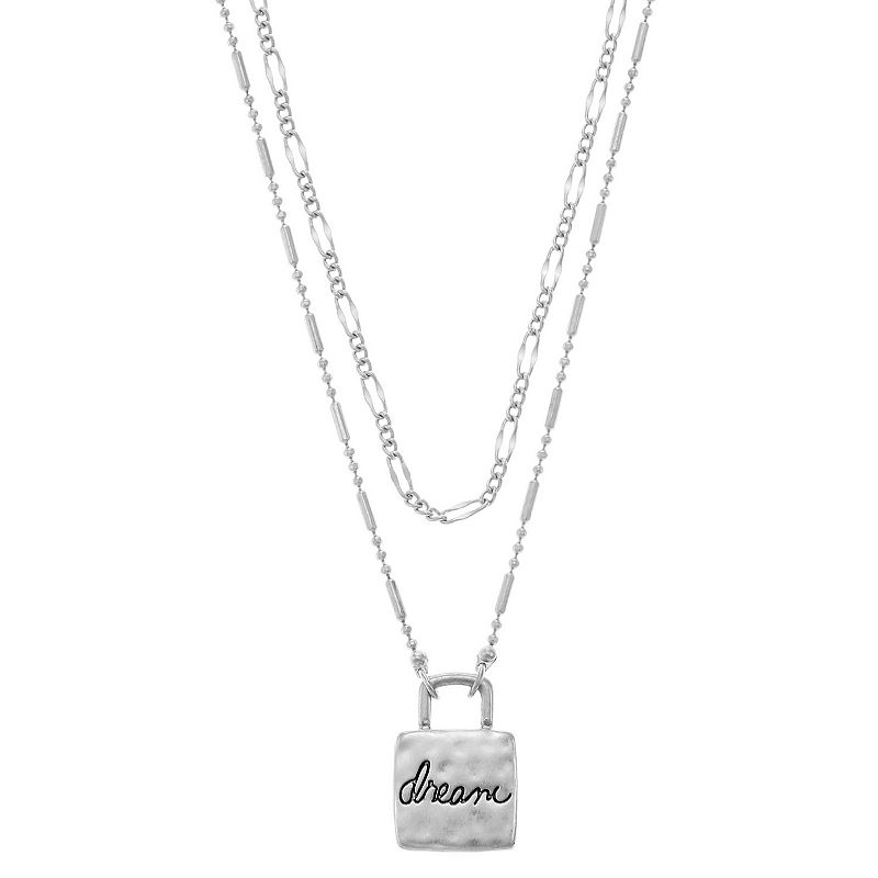 Bella Uno Silver Tone Dream Padlock Necklace, Womens, Size: 18