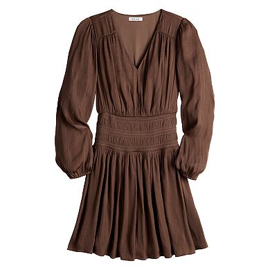 Women's Nine West Long Sleeve Smocked Mini Dress