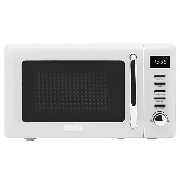 700W Glass Turntable Retro Countertop Microwave Oven-White