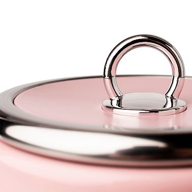 Haden Heritage 1.7 Liter Stainless Steel Body Retro Electric Tea Kettle, Pink