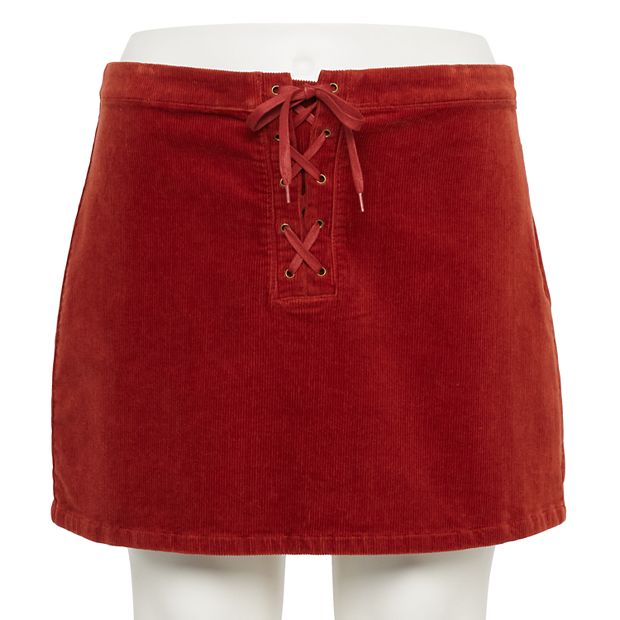 Juniors Plus Size SO Front Lace Up Mini Skirt