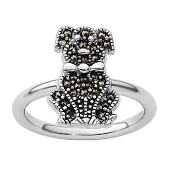 Stacks & Stones Sterling Silver Stackable Marcasite Dog Ring