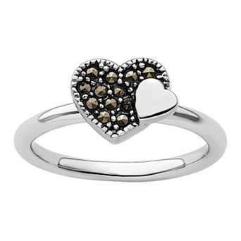 Stacks & Stones Sterling Silver Stackable Marcasite Heart Ring