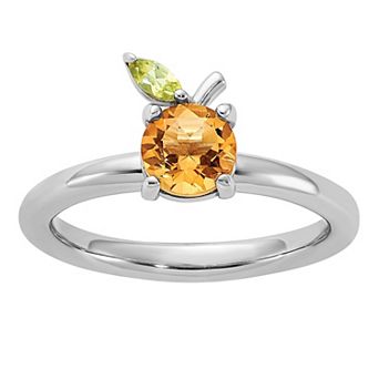 Stacks & Stones Sterling Silver Stackable Citrine & Peridot Orange Ring