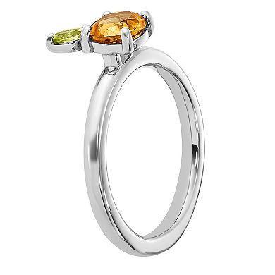 Stacks & Stones Sterling Silver Stackable Citrine & Peridot Orange Ring